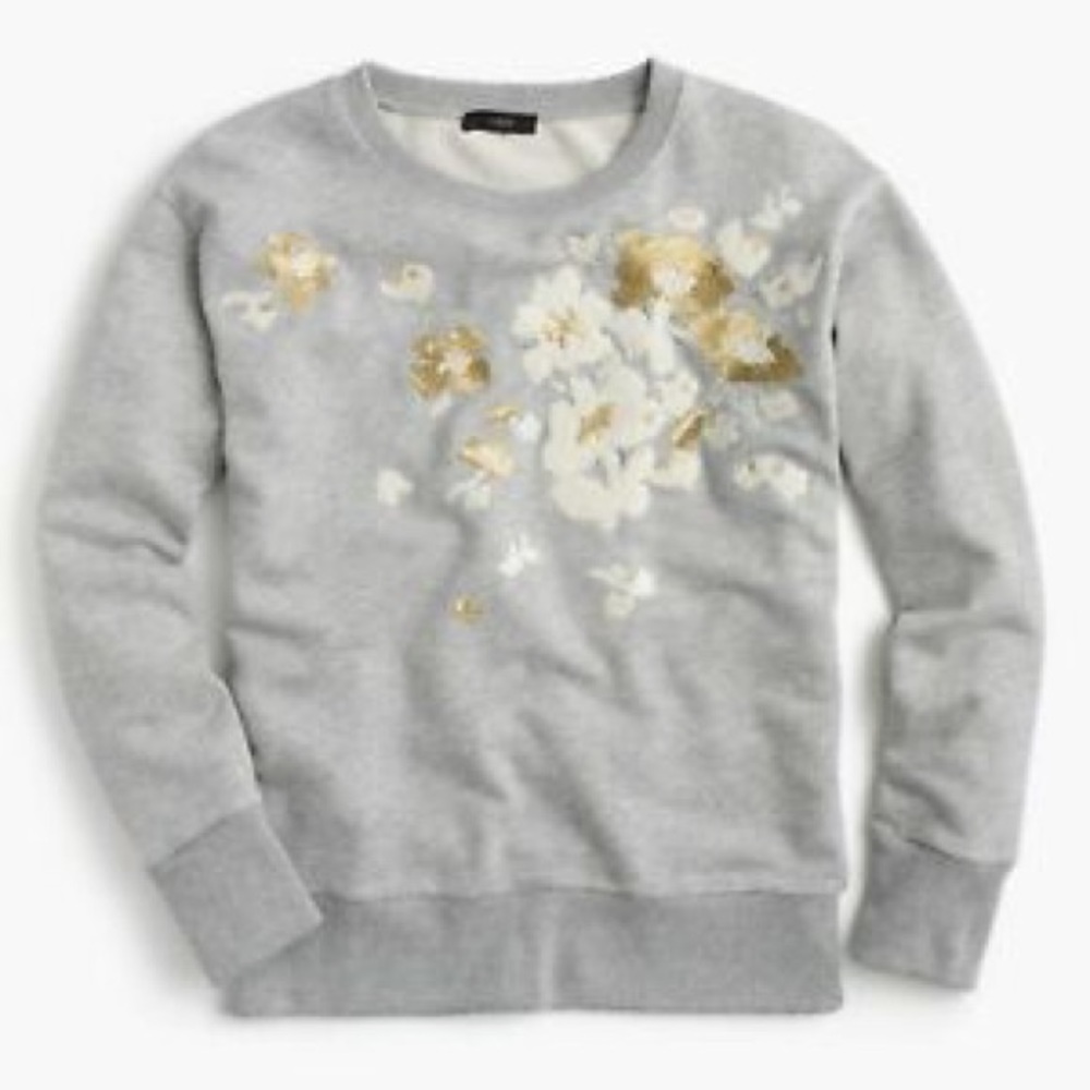 J. Crew Embroidered Flower Sweatshirt